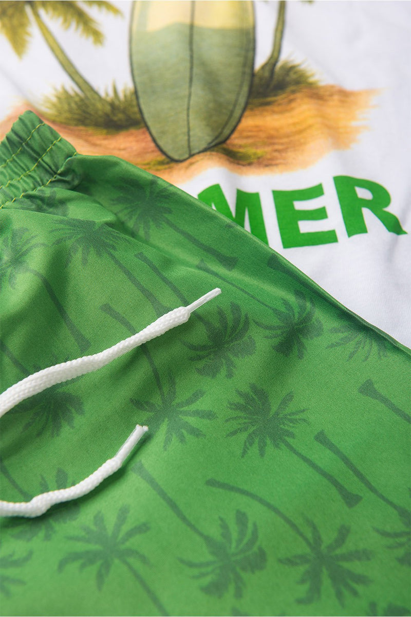 Conjunto Infantil Verão Masculino Camiseta Prancha Summer - Branco