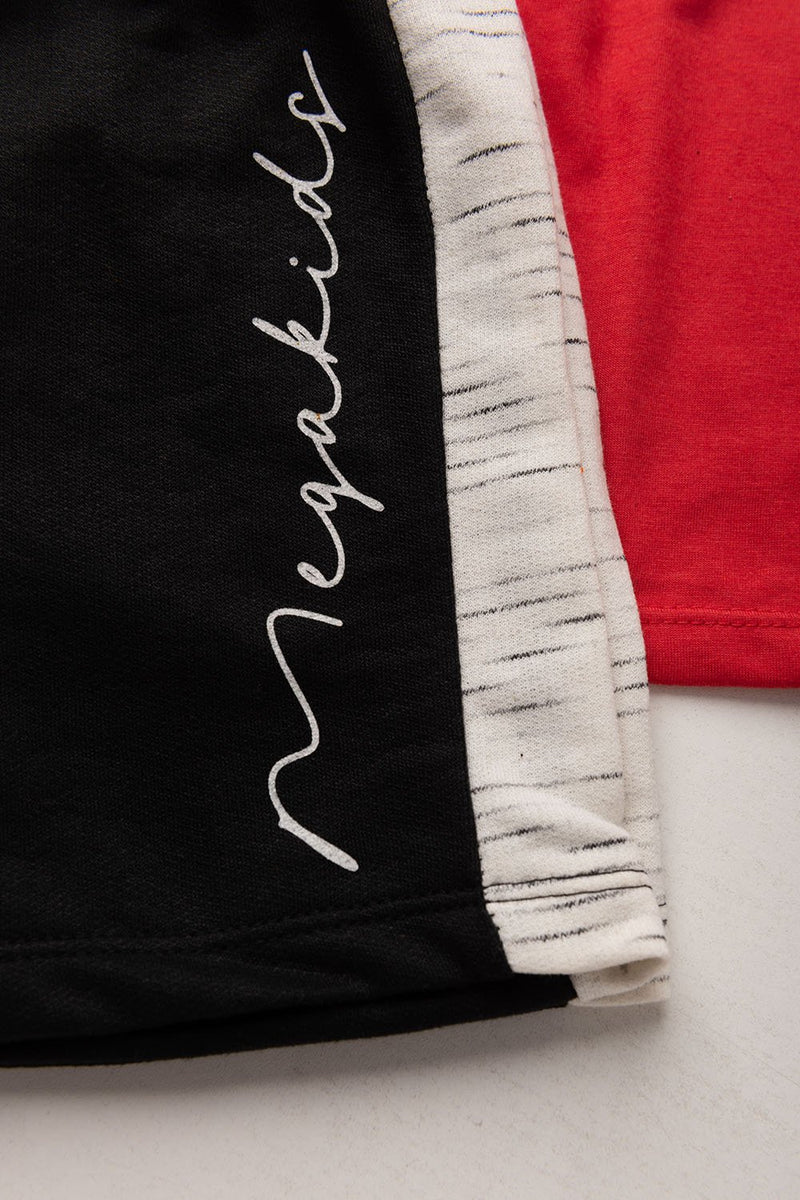 Conjunto Infantil Verão Masculino Listras - Vermelho