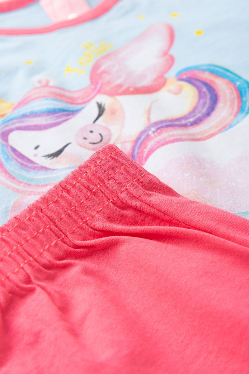 Pijama Infantil Manga Longa Feminino Unicornio - Azul