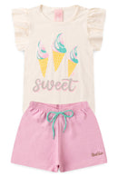 Conjunto Infantil Verão Feminino Sweet ice cream - Off