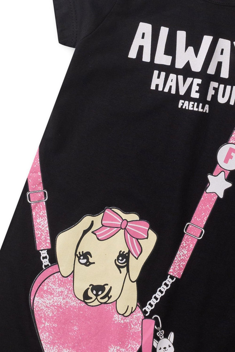 Vestido Infantil Verão Feminino Always Have Fun - Preto