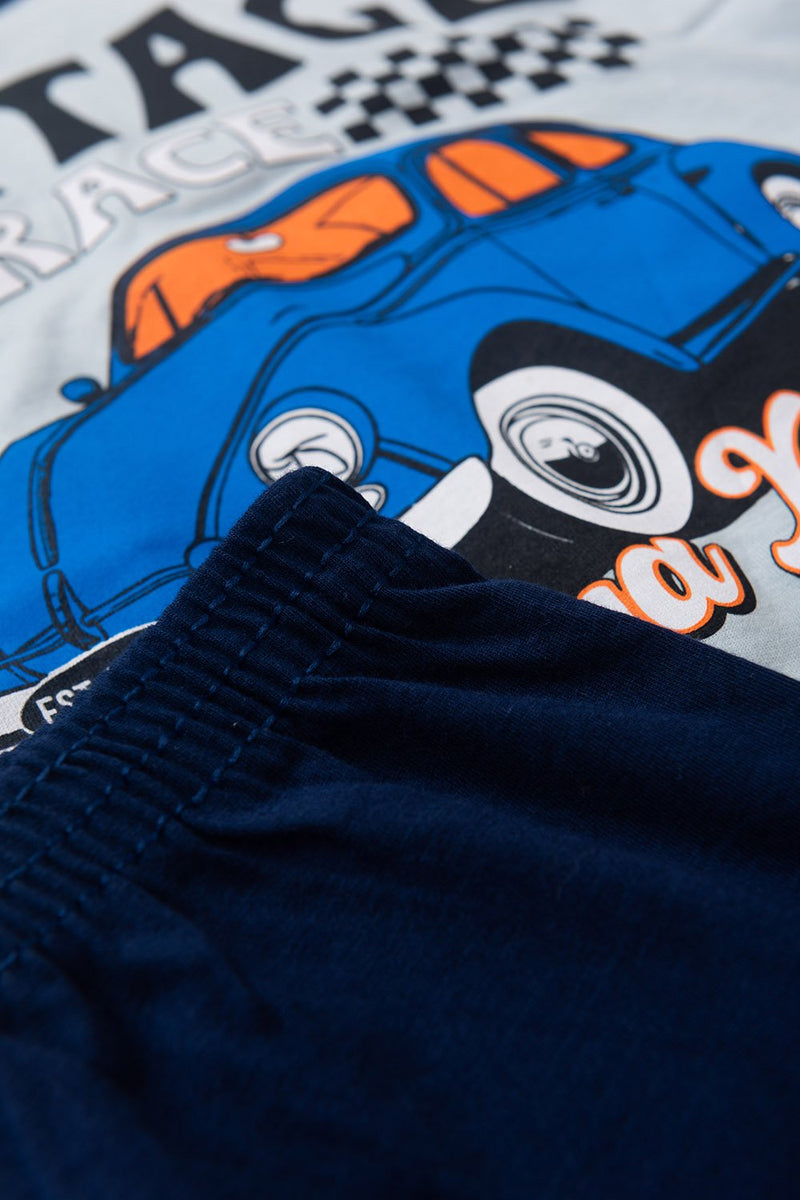 Pijama Infantil Manga Longa Masculino Vintage - Azul