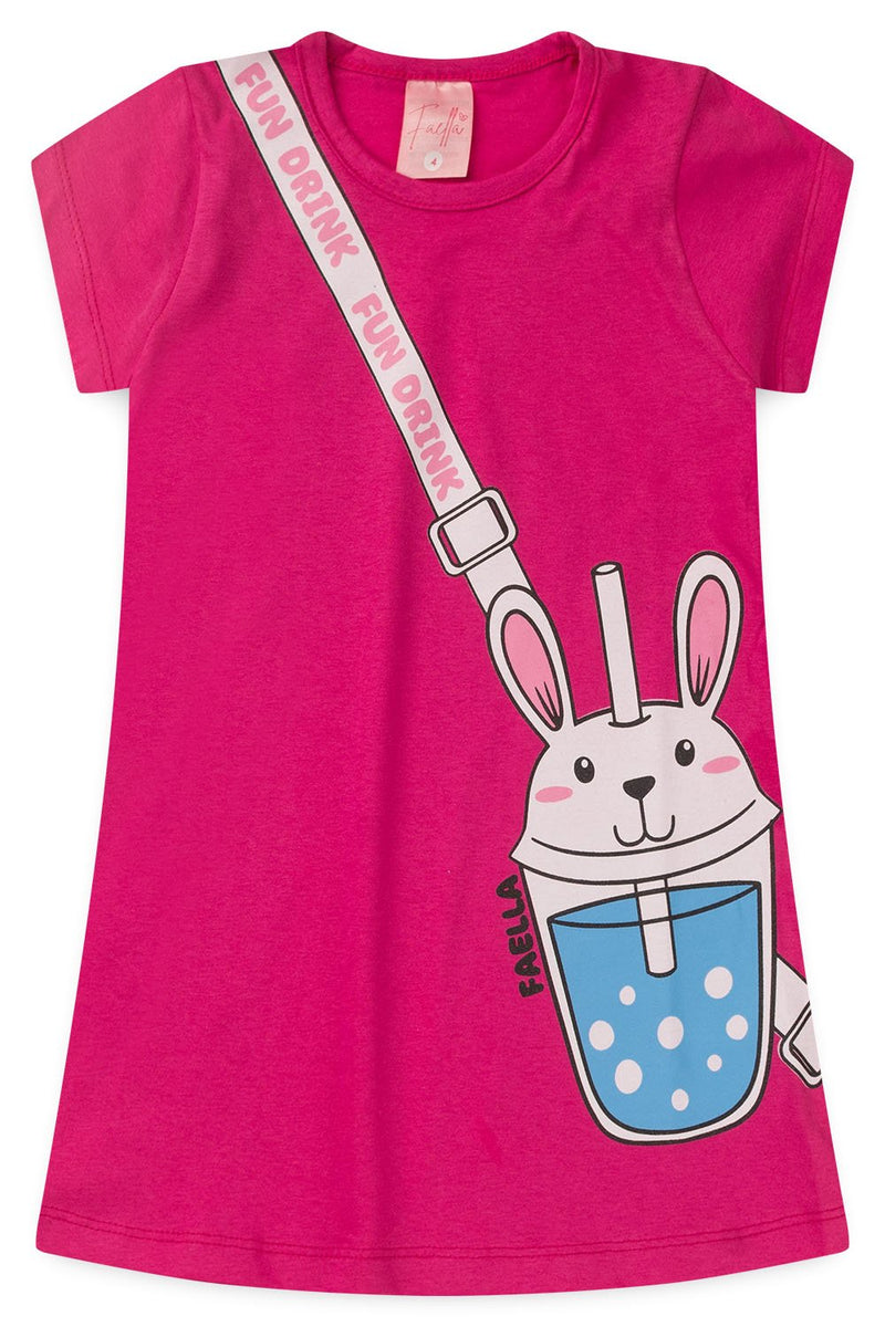 Vestido Infantil Verão Feminino Fun Drink - Pink
