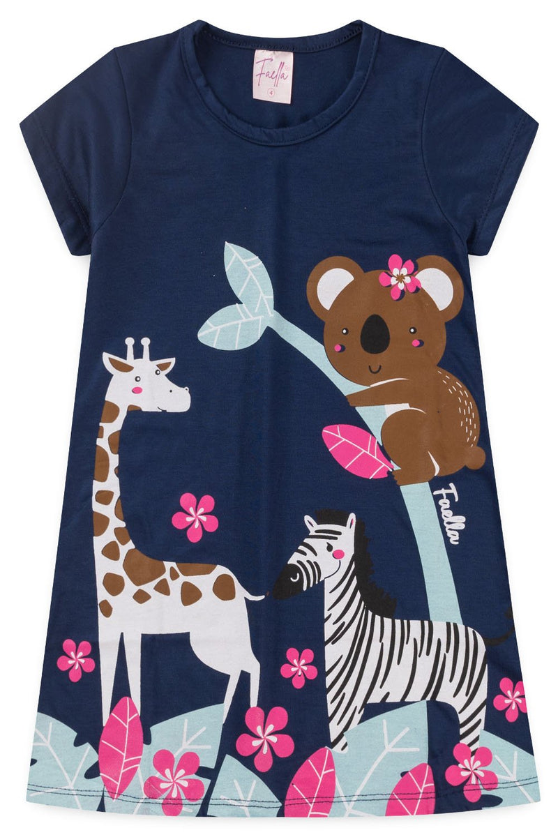 Vestido Infantil Verão Feminino Safari - Marinho