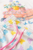 Conjunto Infantil Verão Feminino Livros e Flores - Off White