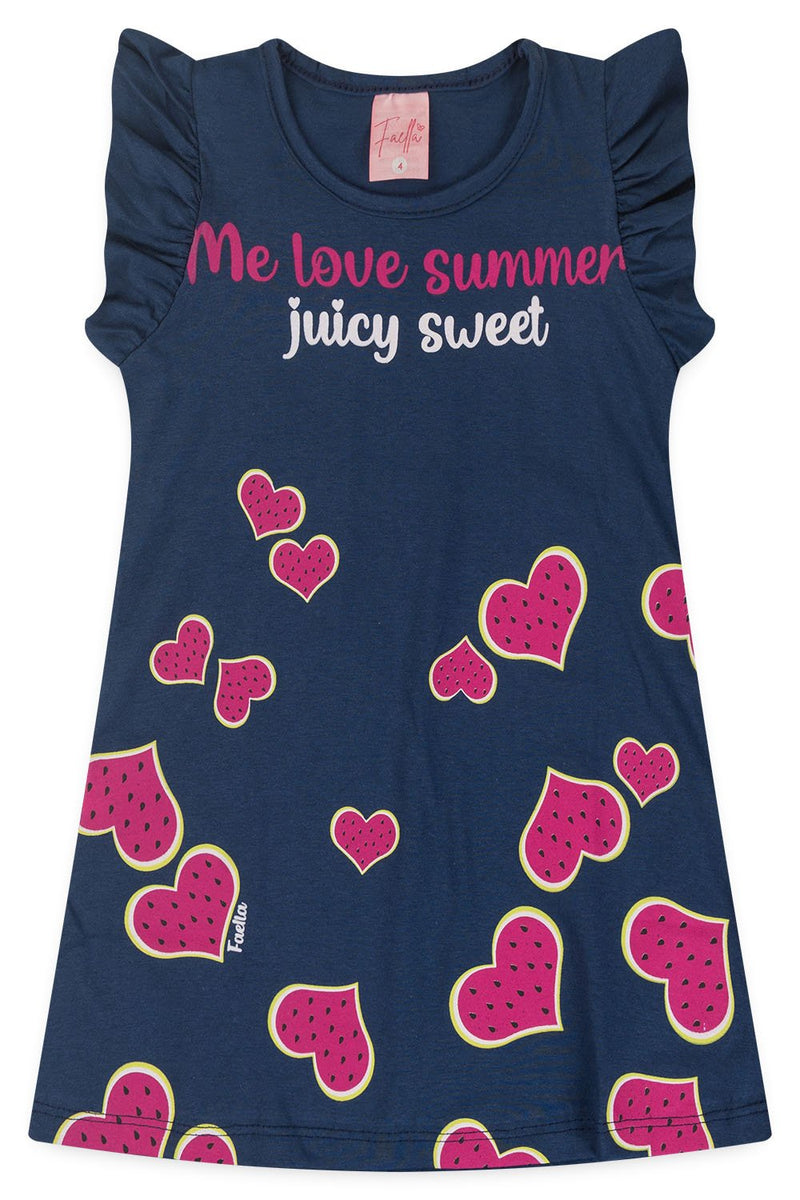 Vestido Infantil Verão Feminino Love Summer - Marinho