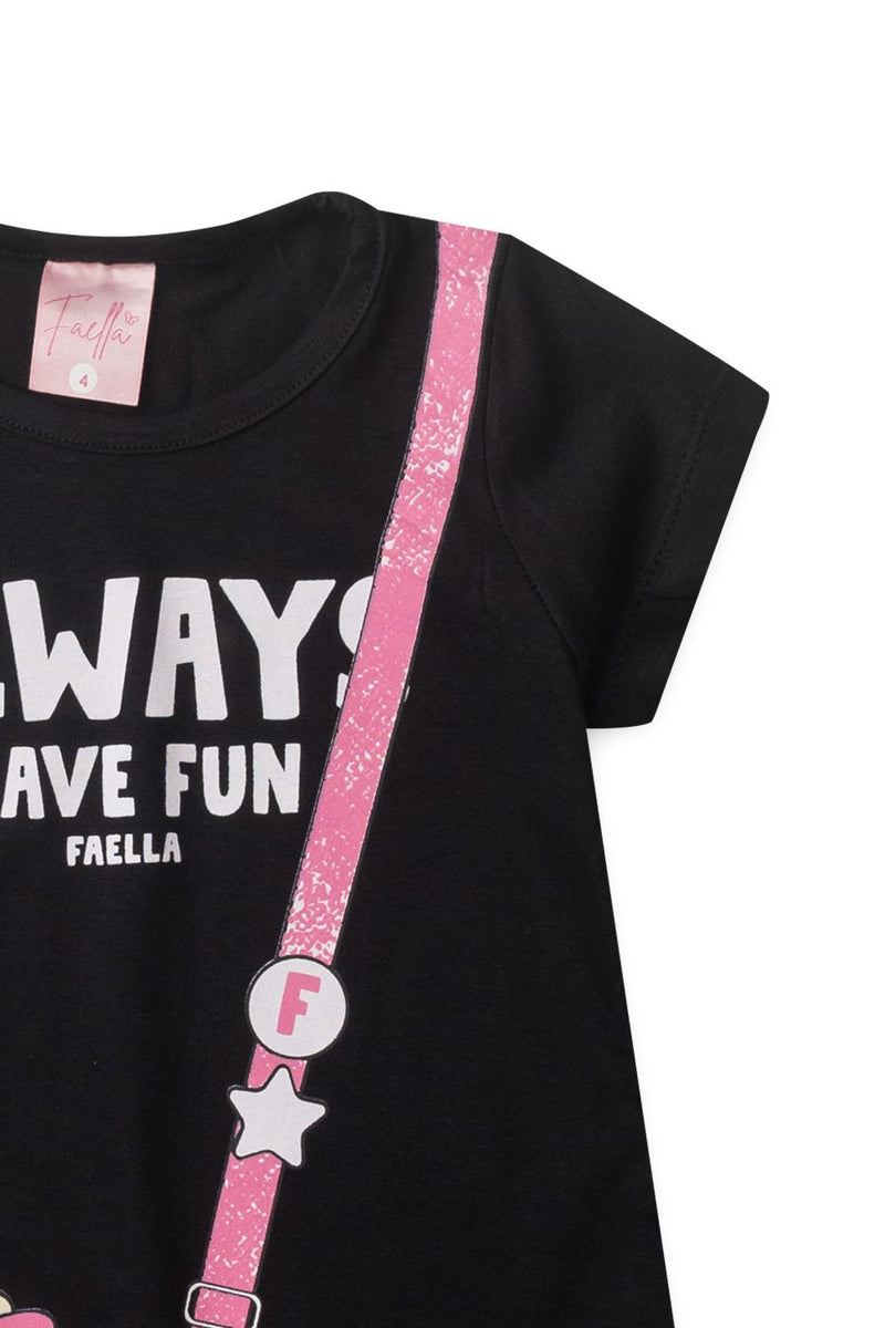 Vestido Infantil Verão Feminino Always Have Fun - Preto