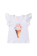 Conjunto Infantil Verão Feminino Sorvete - Branco