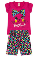 Conjunto Infantil Verão Feminino Very Cute Cat - Pink