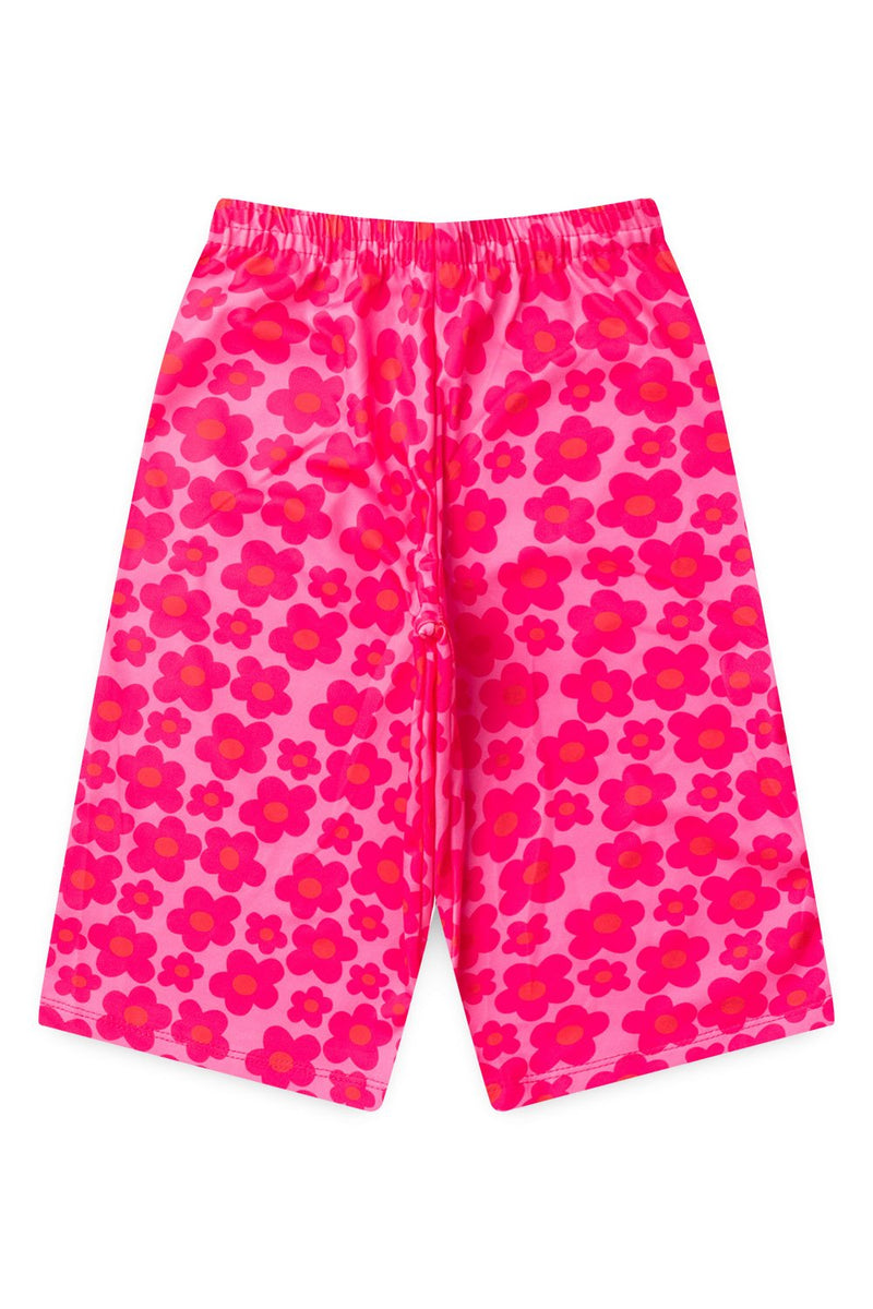 Conjunto Infantil Verão Feminino Pantalona Faella Flores - Branco