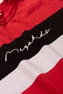 Conjunto Infantil Verão Masculino Listras - Vermelho