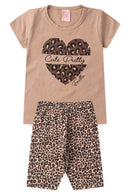 Conjunto Infantil Verão Feminino Cute Pretty - Bege