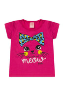 Conjunto Infantil Verão Feminino Very Cute Cat - Pink