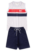 Conjunto Infantil Verão Masculino Regata MK - Branco