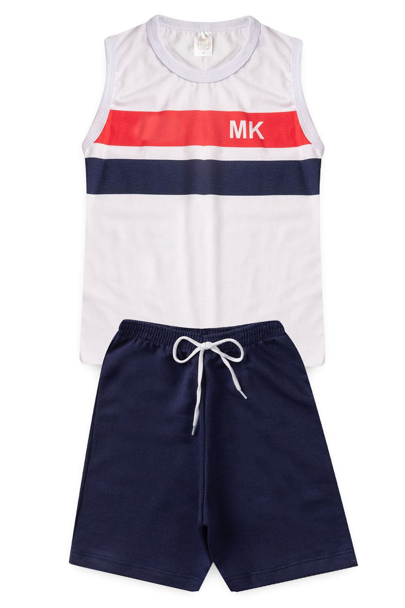 Conjunto Infantil Verão Masculino Regata MK - Branco