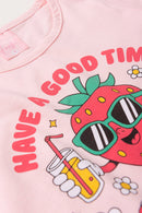 Conjunto Infantil Verão Feminino Moranguinho de Oculos - Rosa