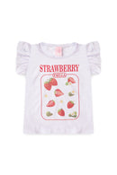 Conjunto Infantil Verão Feminino Strawberry - Branco