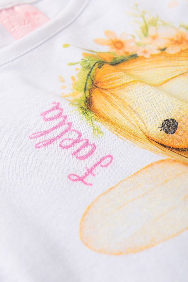 Pijama Infantil Manga Longa Feminino Fada - Branco