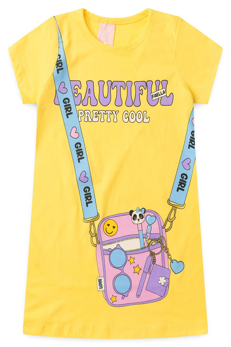 Vestido Infantil Verão Feminino Beautiful Pretty Cool - Amarelo