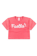 Conjunto Cropped Infantil Verão Feminino Faella - Chiclete