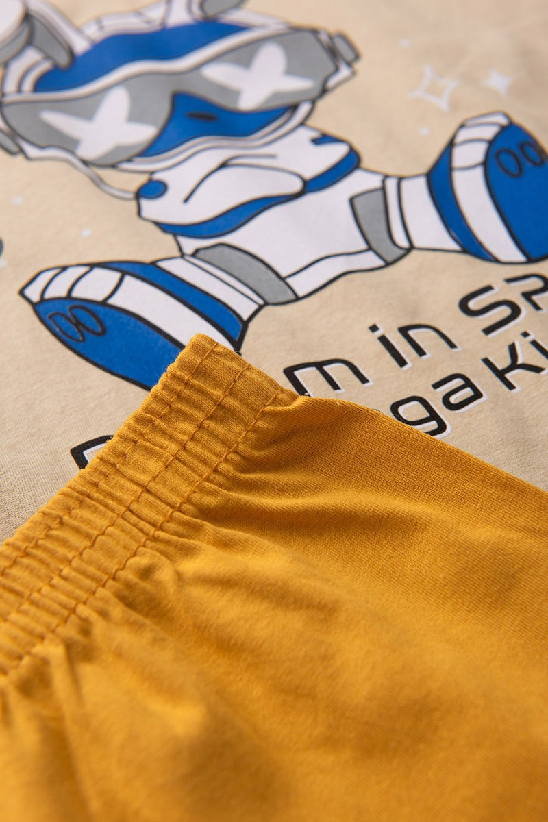 Pijama Infantil Manga Longa Masculino Space Rabbit - Bege