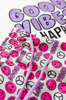 Conjunto Cropped Infantil Verão Feminino Good Vibes - Off White