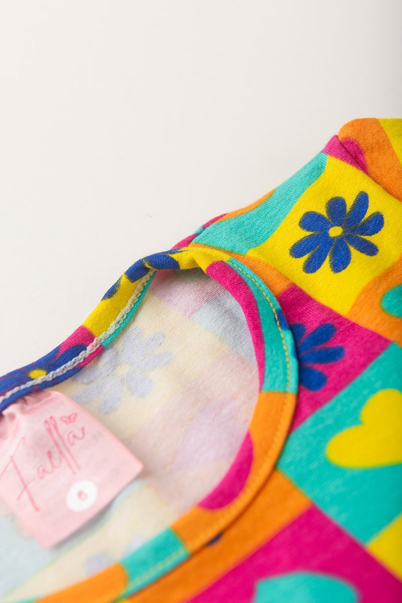 Vestido Infantil Verão Feminino Flores - Laranja