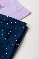 Conjunto Infantil Pijama Verão Feminino Casinhas Faella - Lilás