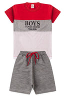 Conjunto Infantil Verão Masculino Boys Good Mood - Vermelho