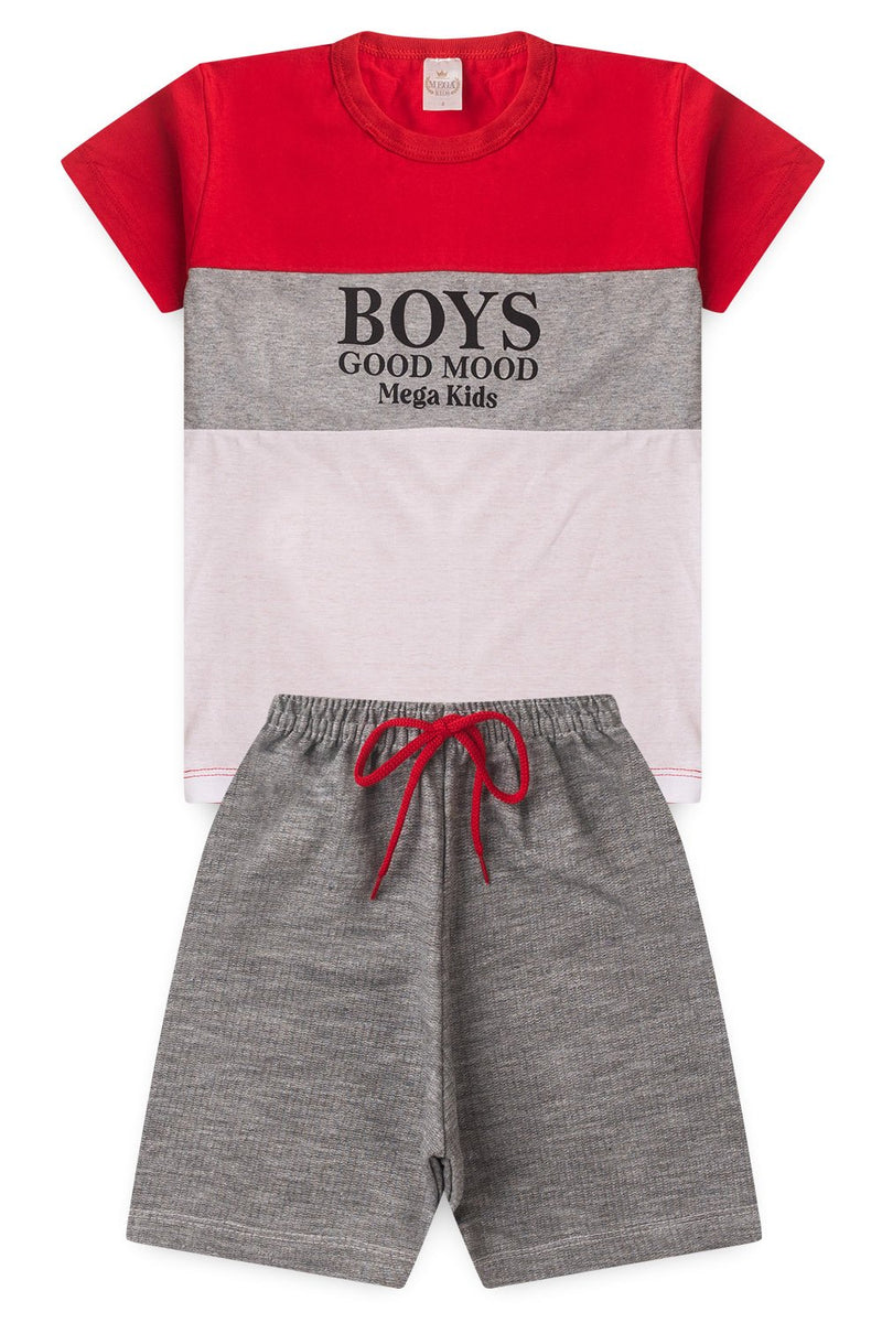 Conjunto Infantil Verão Masculino Boys Good Mood - Vermelho