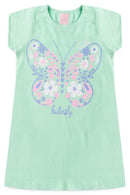 Vestido Infantil Verão Feminino Flores e Borboleta - Verde