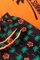 Conjunto Infantil Verão Masculino Camiseta Palmeira Summer - Laranja