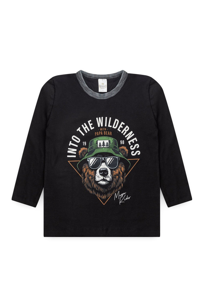 Pijama Infantil Manga Longa Masculino Into the wilderness - Preto