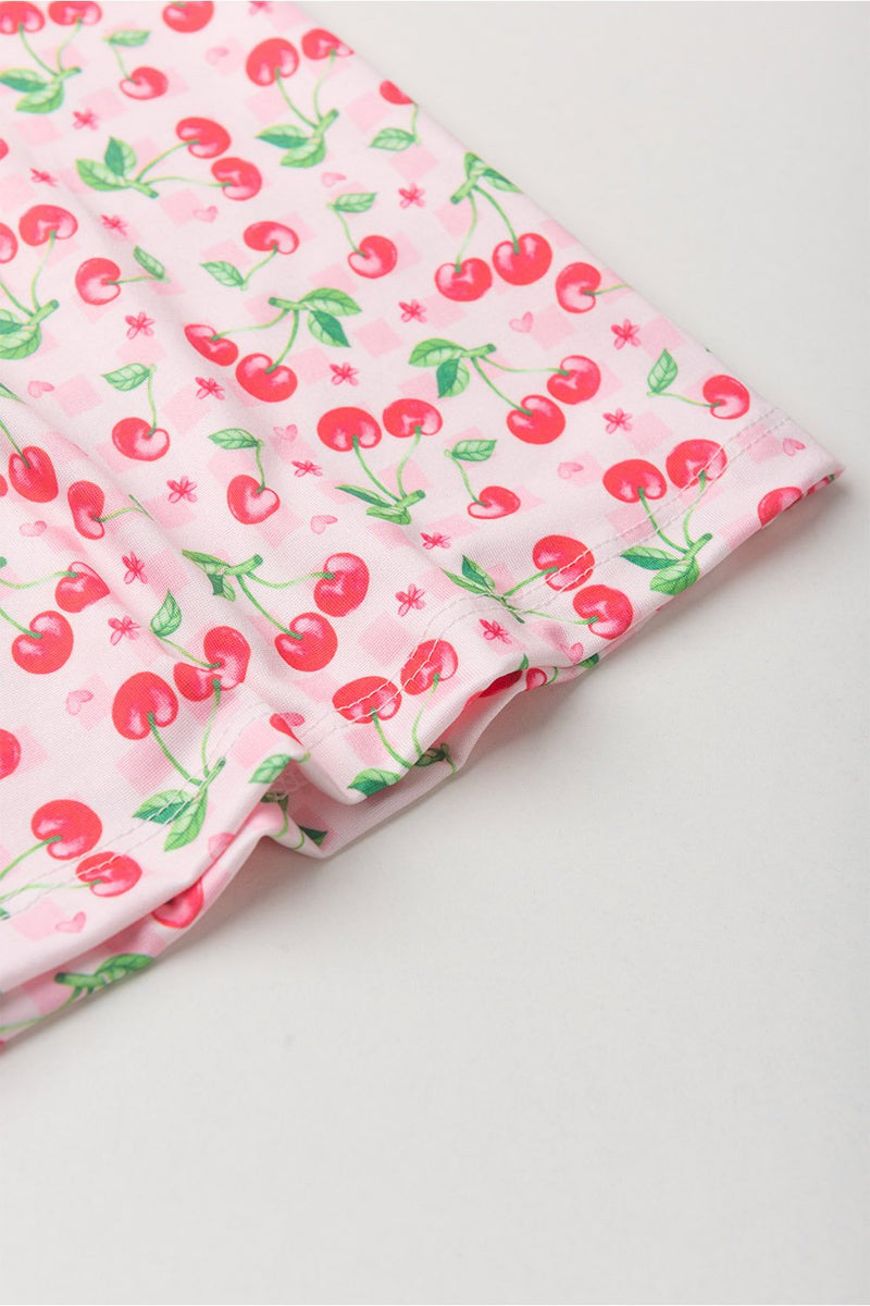 Vestido Infantil Verão Feminino Cerejas - Rosa