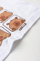 Conjunto Cropped Infantil Verão Feminino Capy Bara - Branco