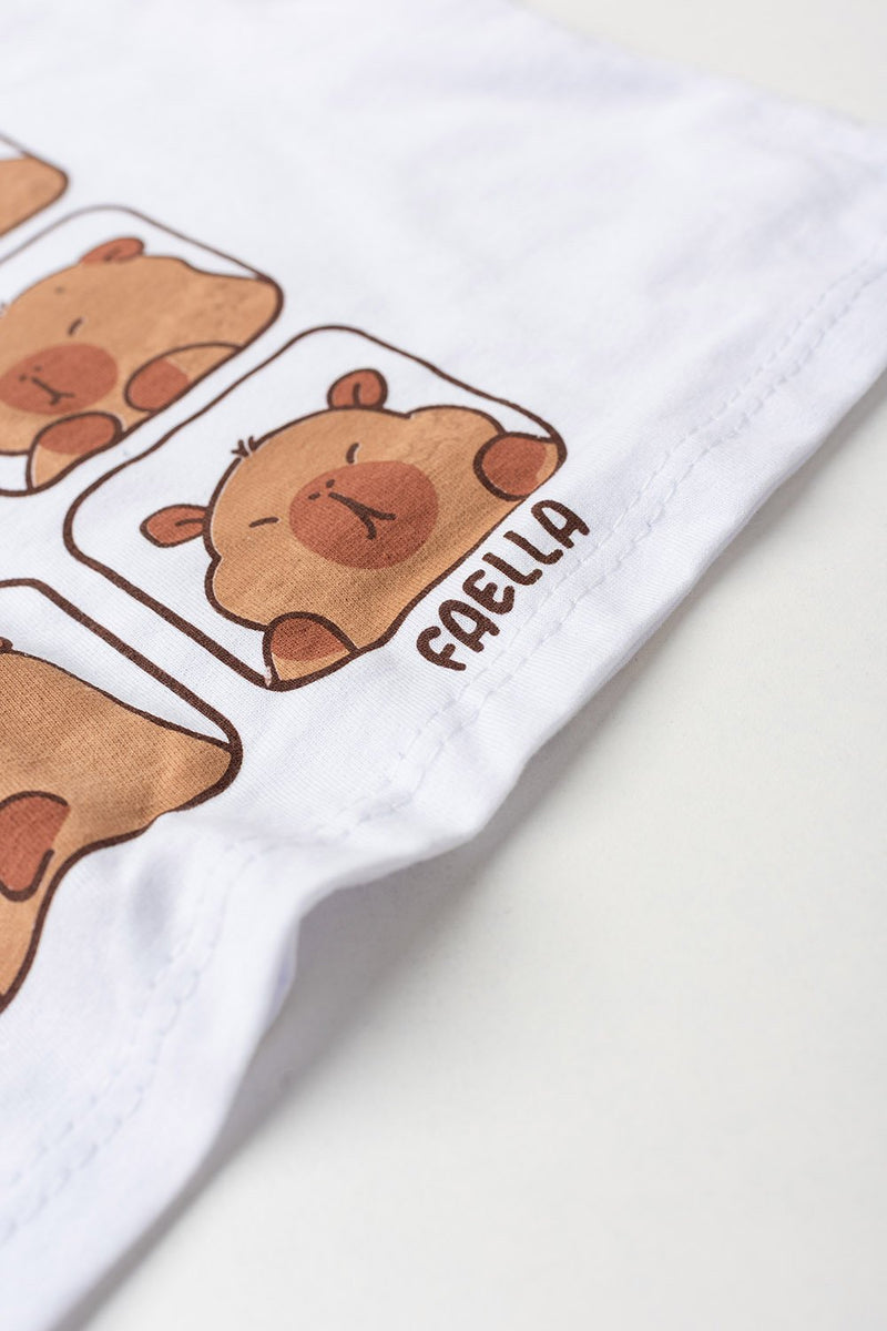 Conjunto Cropped Infantil Verão Feminino Capy Bara - Branco