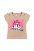 Conjunto Infantil Verão Feminino Emogi - Bege