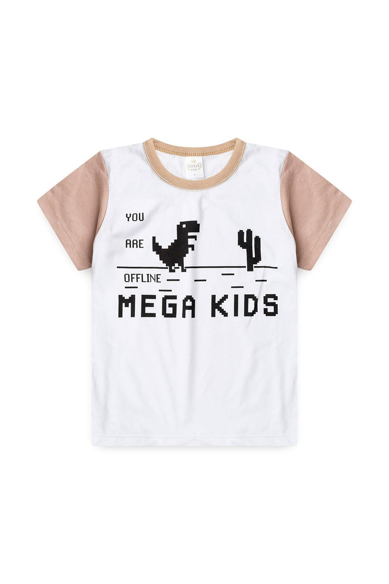 Pijama Infantil Verão Masculino Dino Gamer - Bege