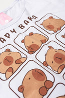 Conjunto Cropped Infantil Verão Feminino Capy Bara - Branco