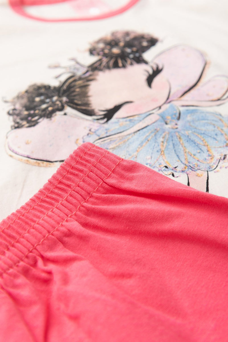 Pijama Infantil Manga Longa Feminino Fada Faella - Off White