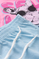 Conjunto Infantil Verão Feminino Bulldog de Oculos - Rosa