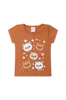 Conjunto Infantil Pijama Verão Feminino Ursinhos - Caramelo