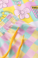 Conjunto Infantil Verão Feminino Quadriculados - Branco