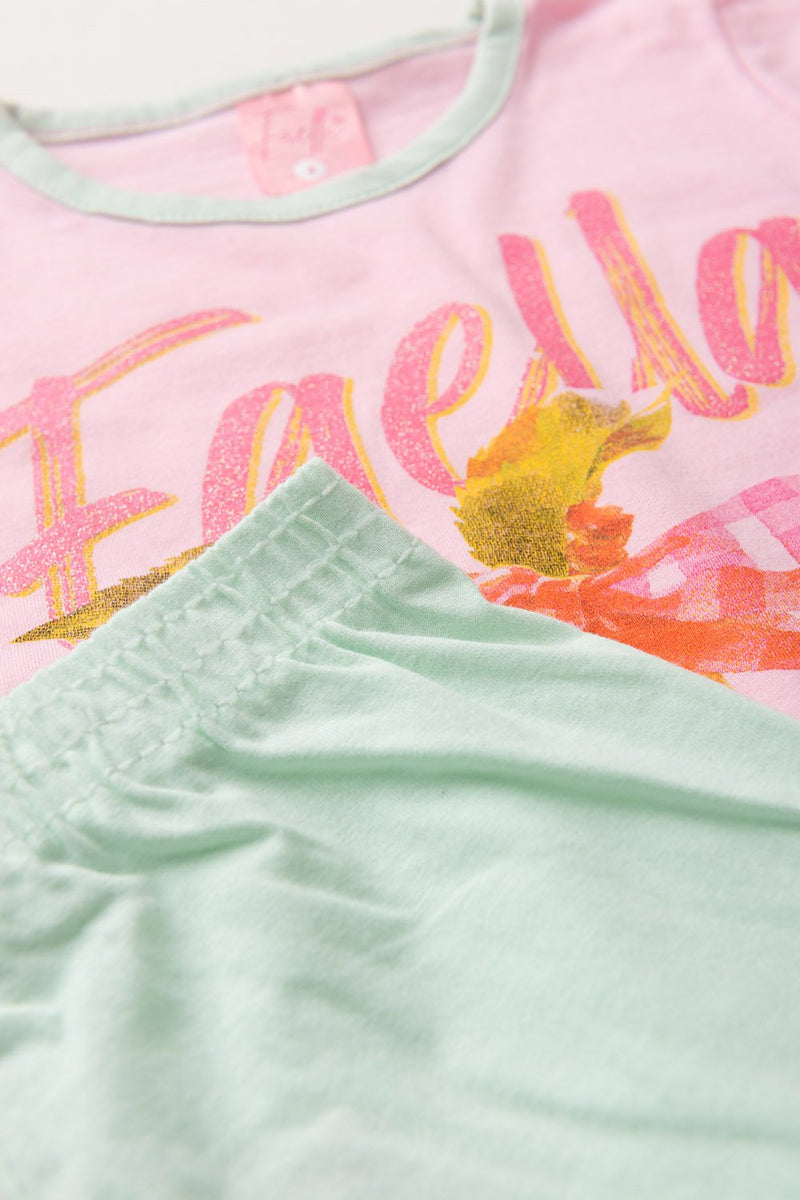 Pijama Infantil Manga Longa Feminino Cherry Faella - Rosa