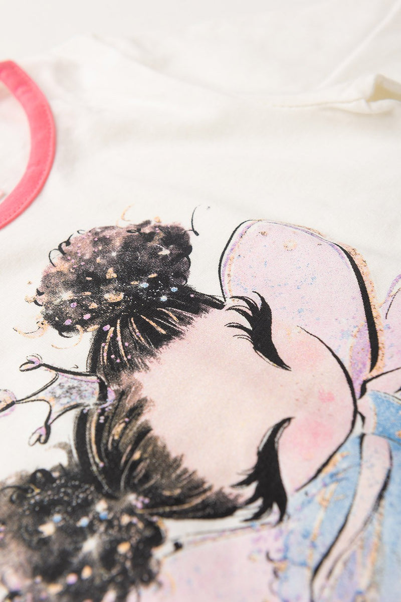 Pijama Infantil Manga Longa Feminino Fada Faella - Off White