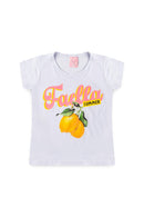 Conjunto Infantil Verão Feminino Limões Faella - Branco