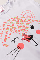 Conjunto Infantil Verão Feminino Onça - Branco