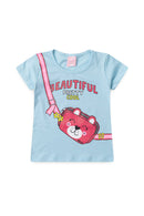 Conjunto Infantil Verão Feminino Beautiful Pretty Cool - Azul