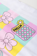 Conjunto Infantil Verão Feminino Quadriculados - Branco