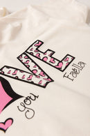 Conjunto Cropped Infantil Verão Feminino Love You - Off-White